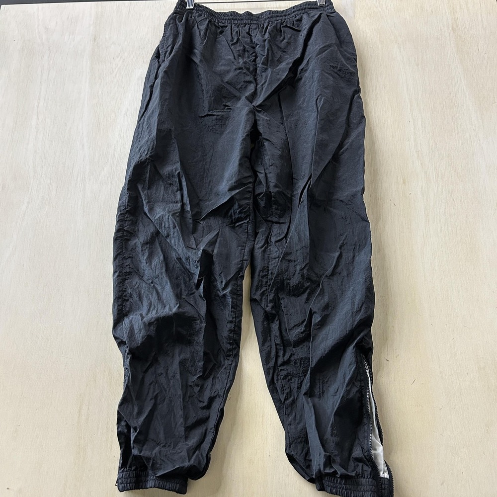 Vintage 90s Pro Sport Track Pants Mens Large Black Lined Elastic Waist Zip Hem